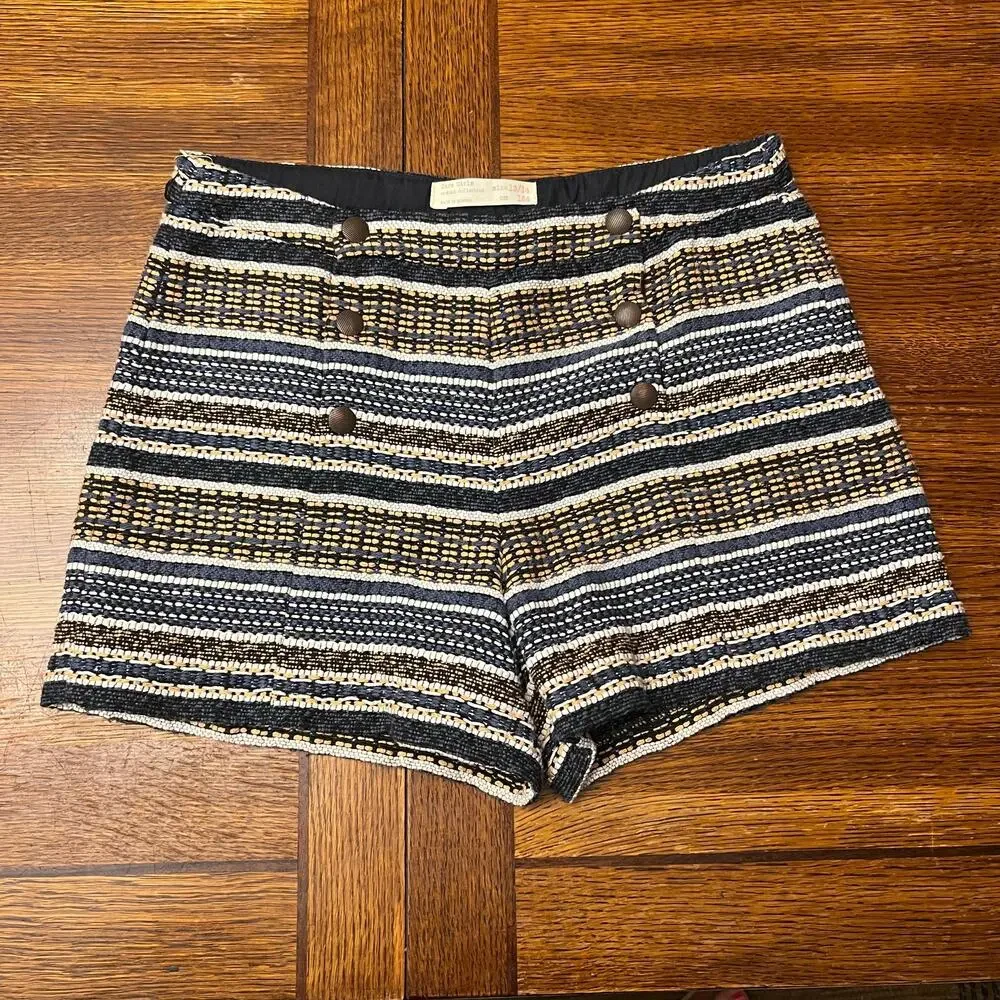 Zara Girls Striped Tweed Shorts - Size 13/14